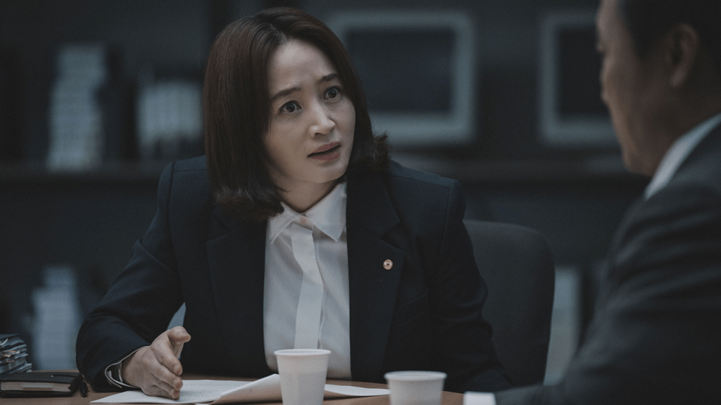 Kim Hye-soo argues her point in the movie Default